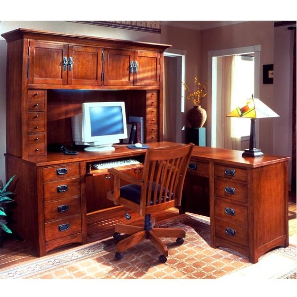 Oak l shaped desk 2
