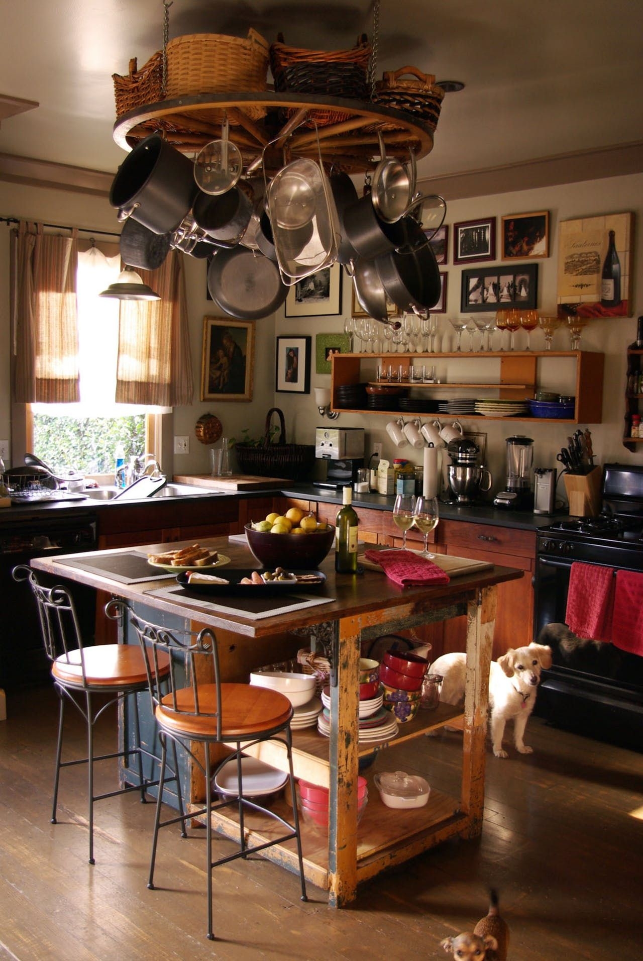 Pictures of pot racks in kitchens