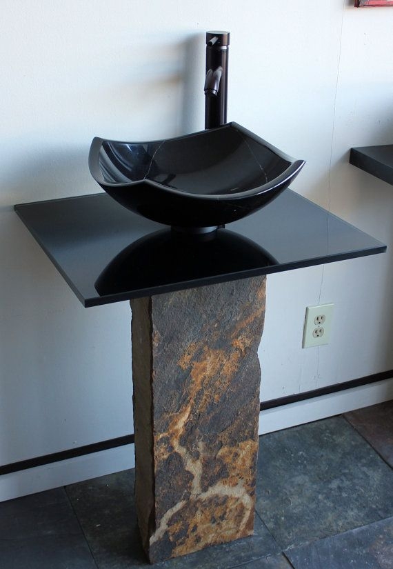 22 in wide hand made black granite