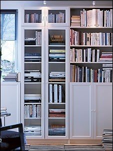Bookcase with mirror doors