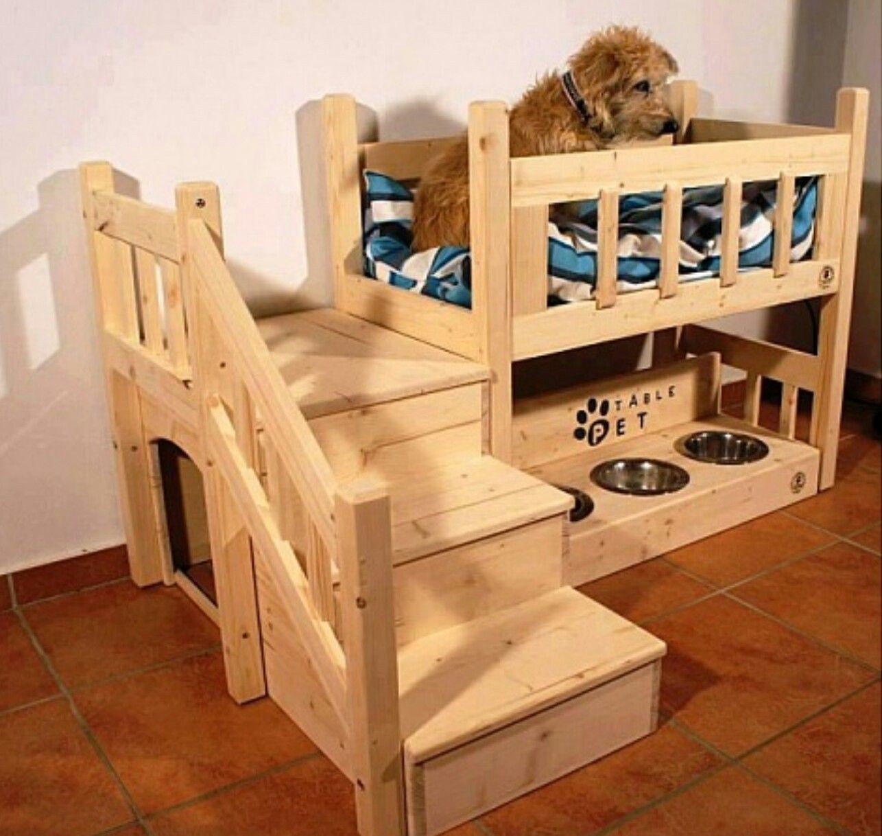 Dog bed nightstand with steps