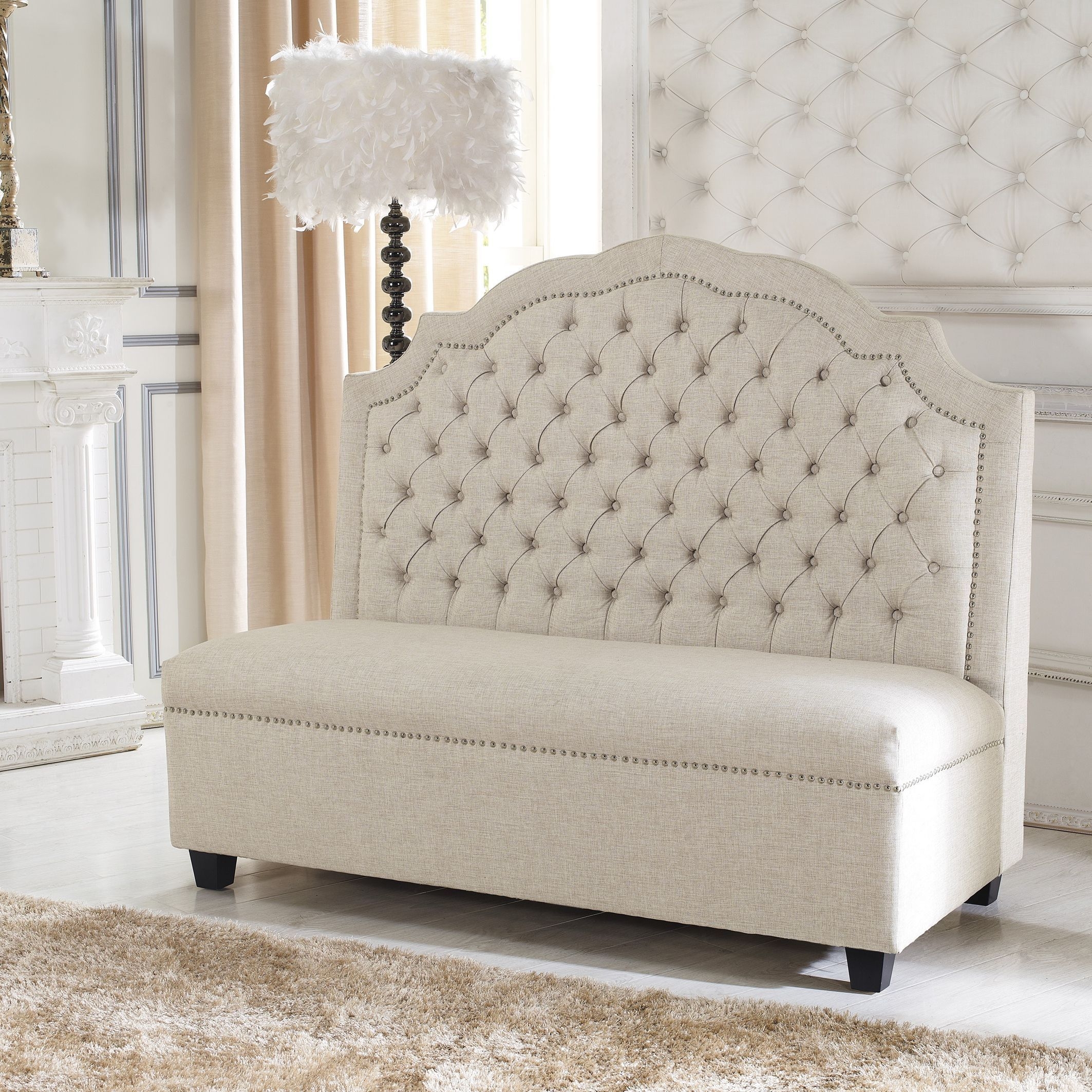 Fabric bench with back