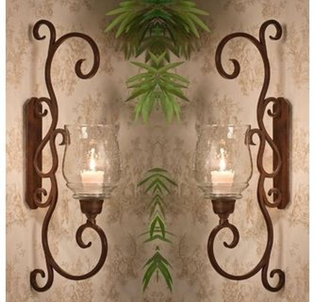 Large candle wall sconces wrought iron