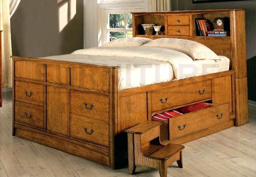 Oak storage bed