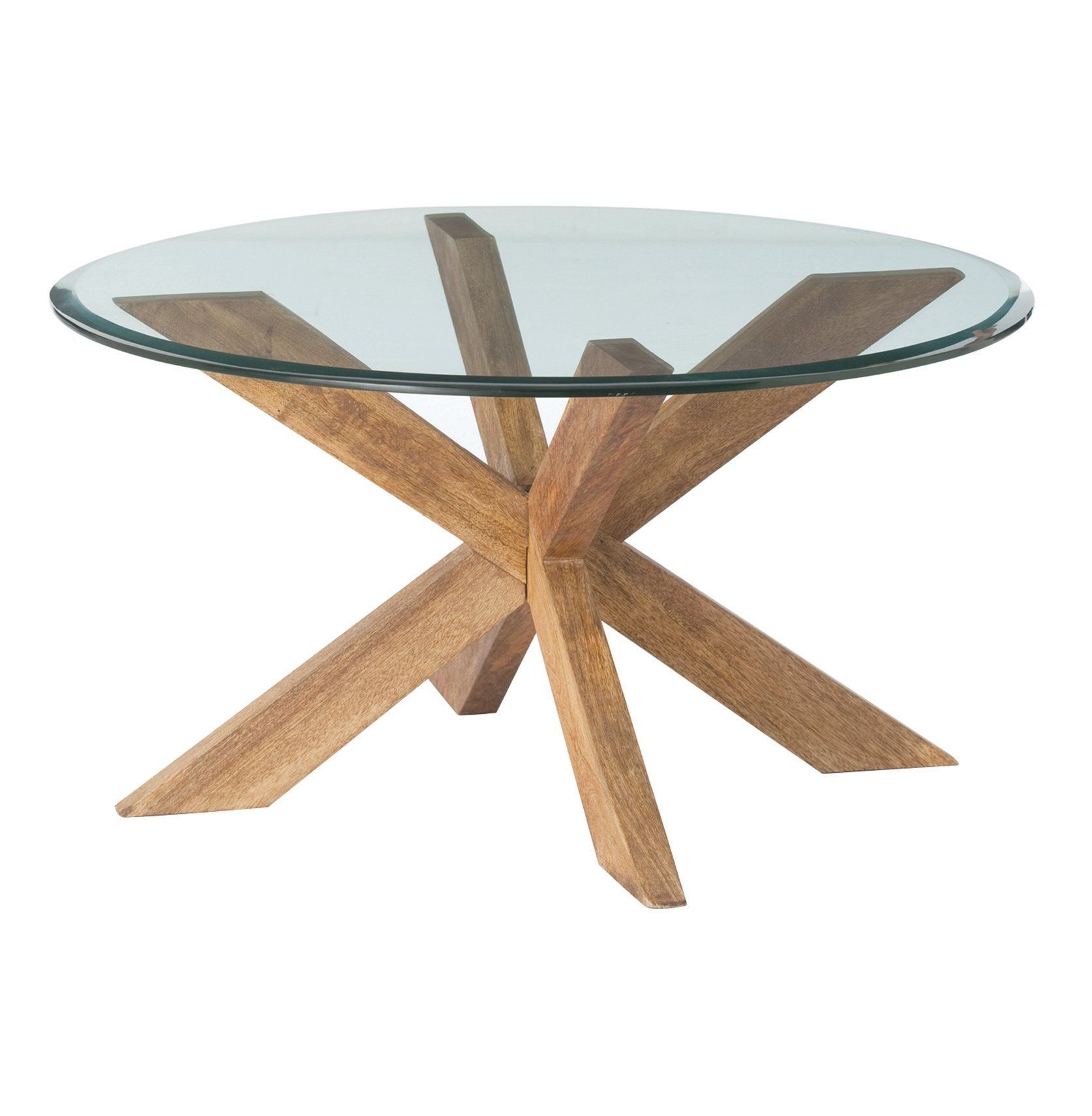 Round wood and glass coffee table 5