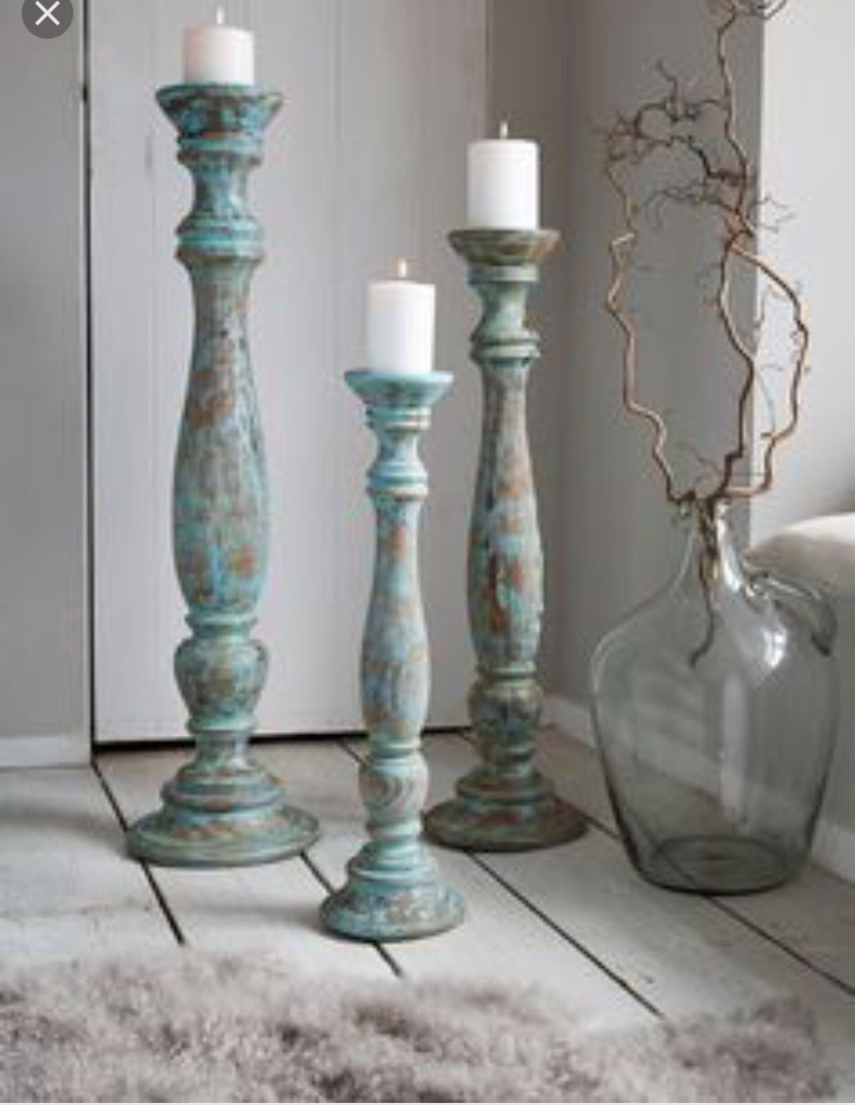 Tall wooden candle holders