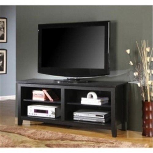 44 In. Black Wood Corner Tv Stand