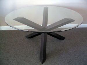 Contemporary cross legs 60 glass top round dining table