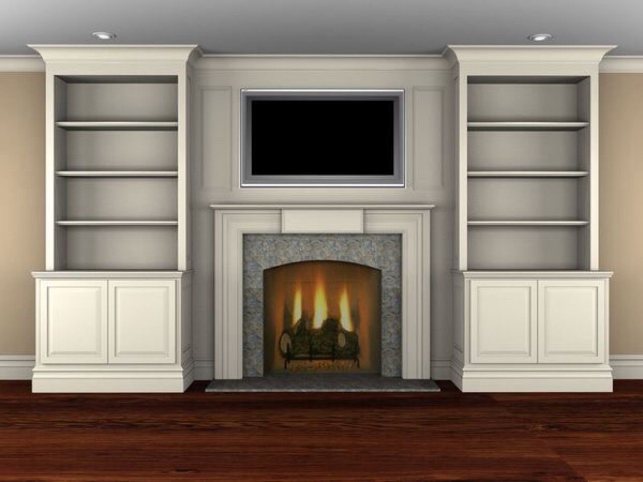 Media center with bookshelves