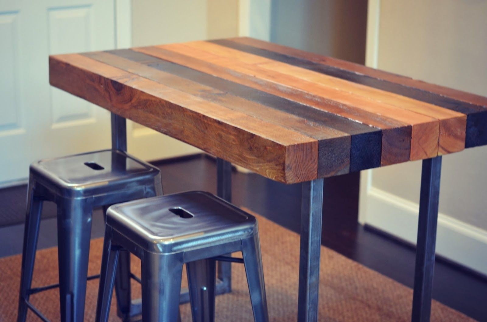 Multi stained counter height table