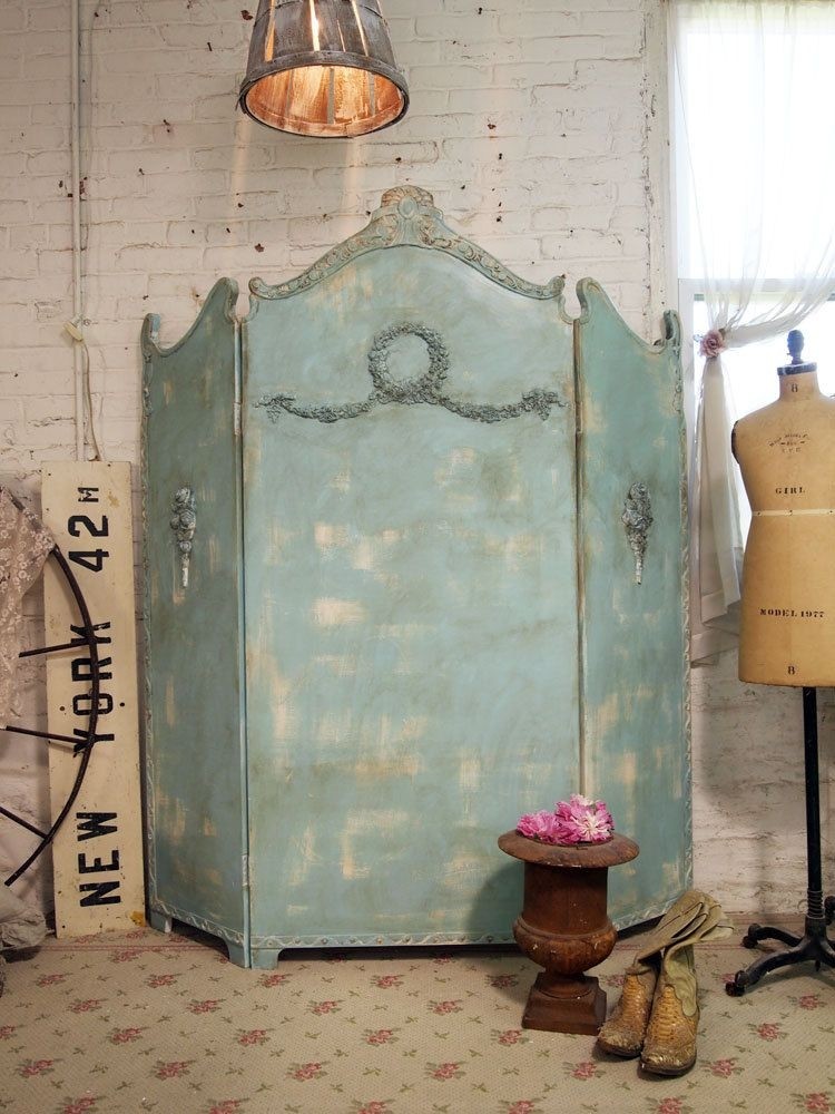 Painted cottage chic shabby aqua room