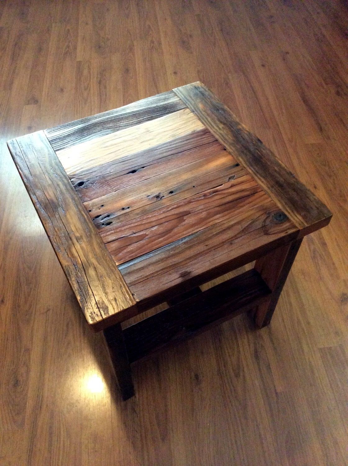 Reclaimed wood end table or small square