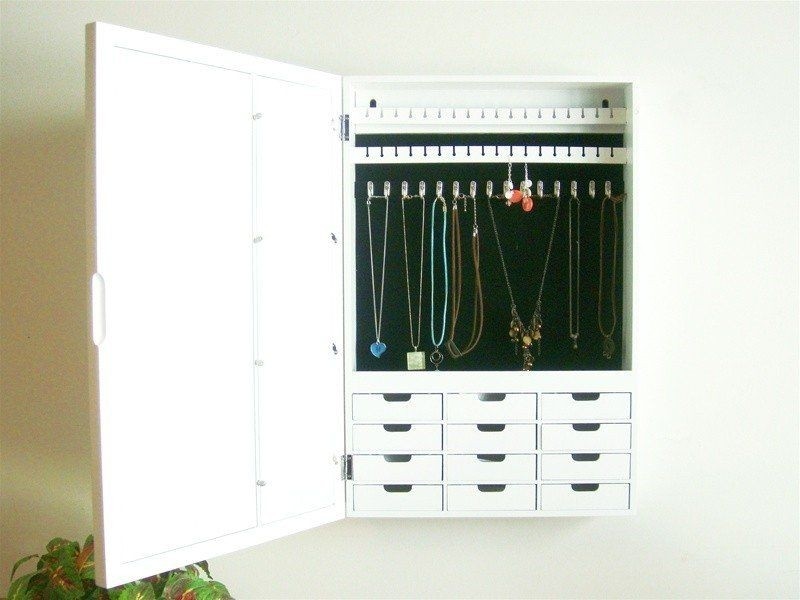 Bellissimo collection venice white wall mount jewelry armoire