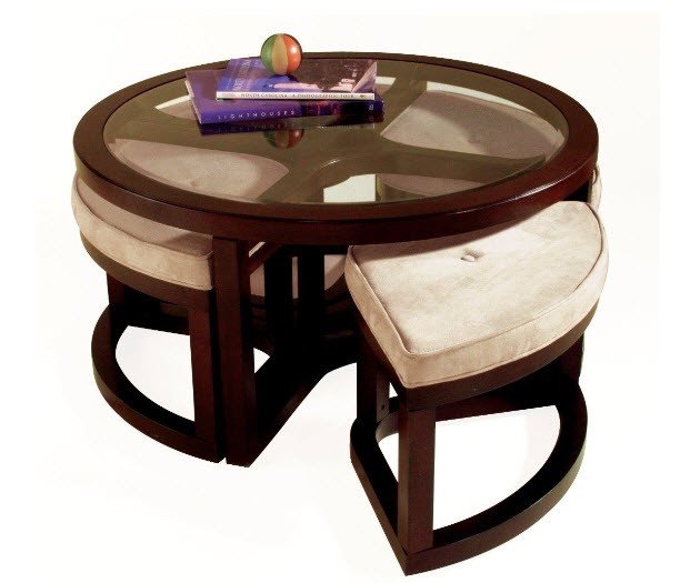 Coffee table with chairs under