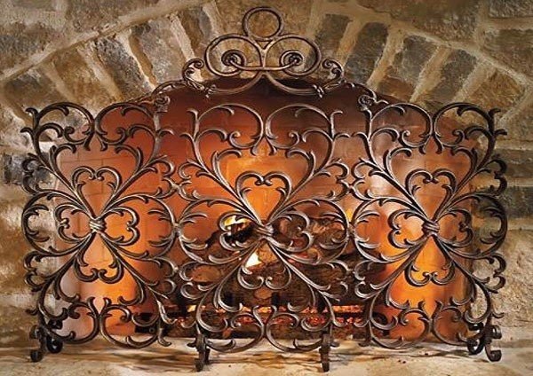 Decorative fireplace screens wrought iron 2