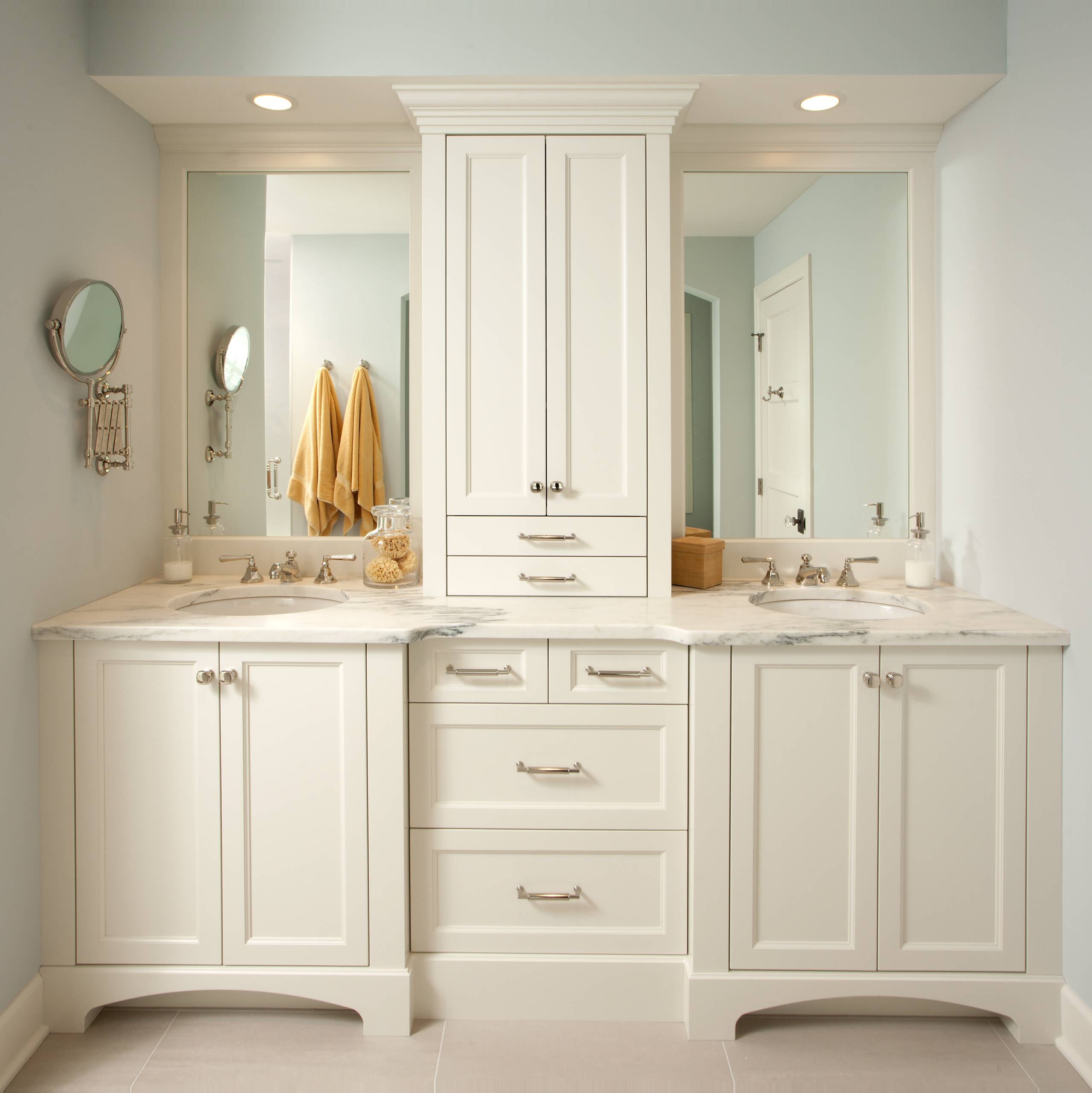 Double pedestal sink bathroom