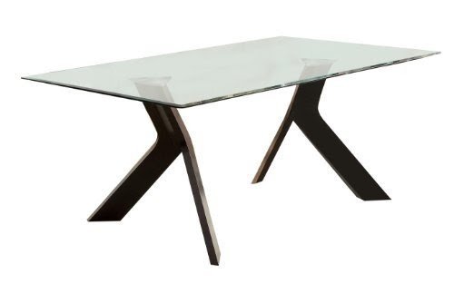 Furniture of America Humphry Dining Table with 10mm Tempered Glass Top, Black Finish