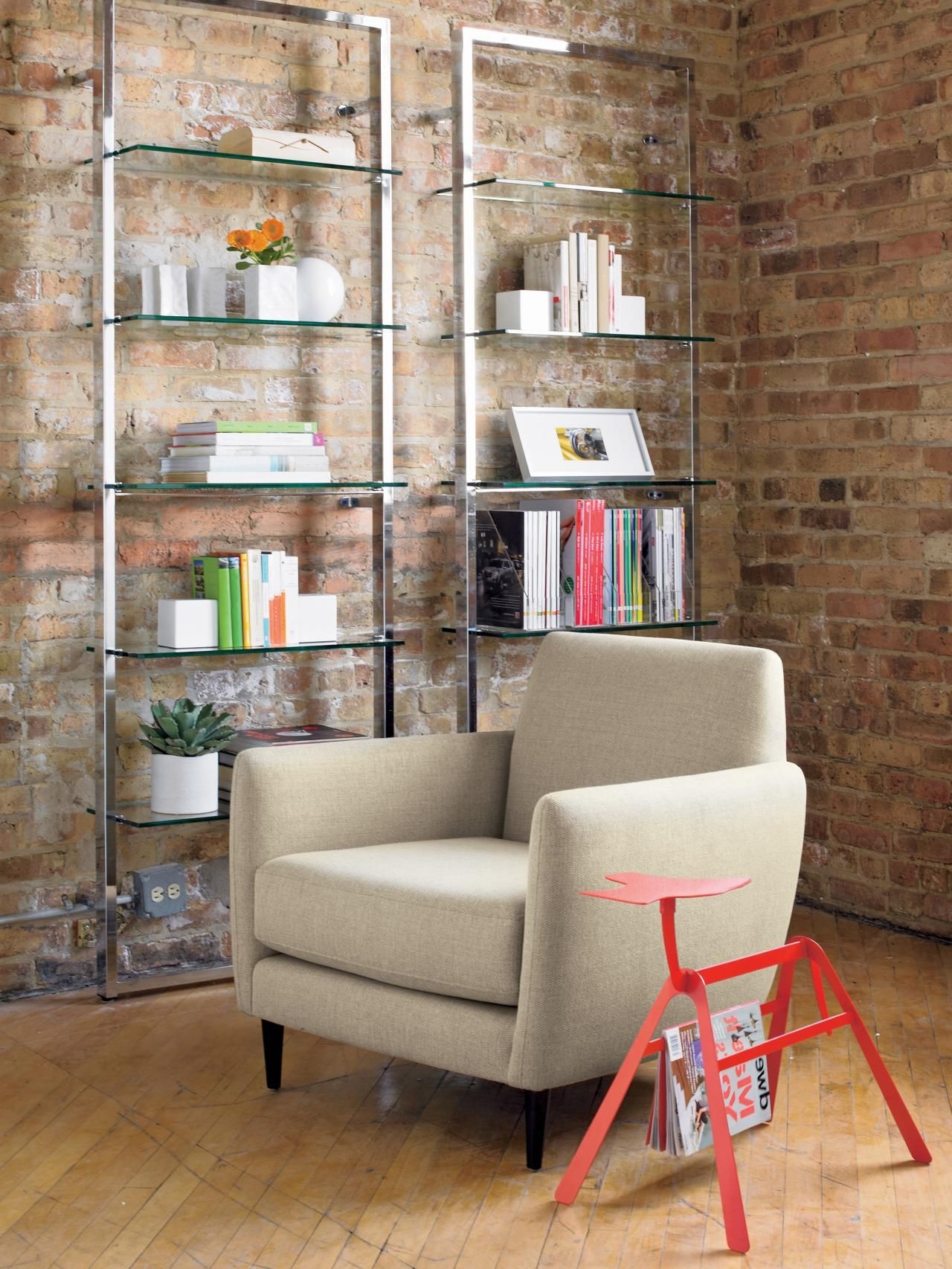 Glass shelving units living room 8