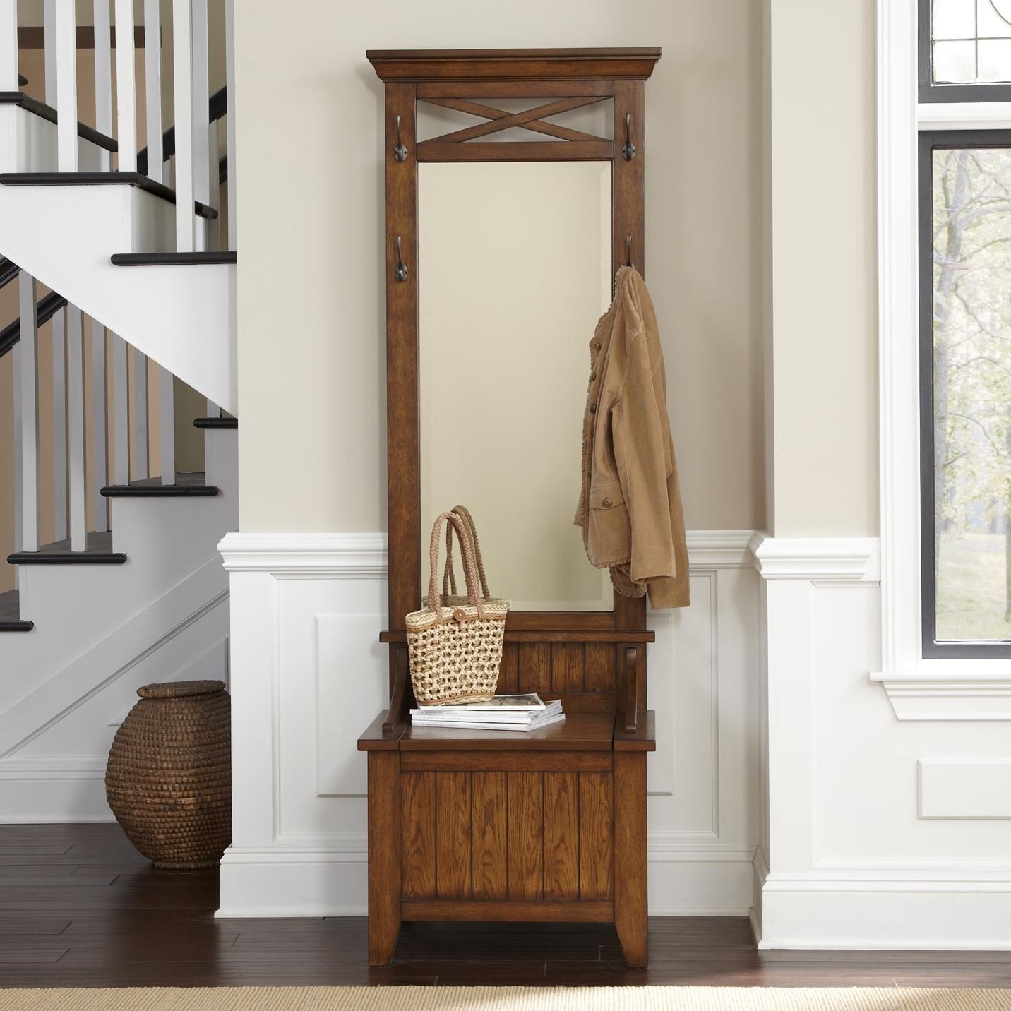 Hall tree mirror