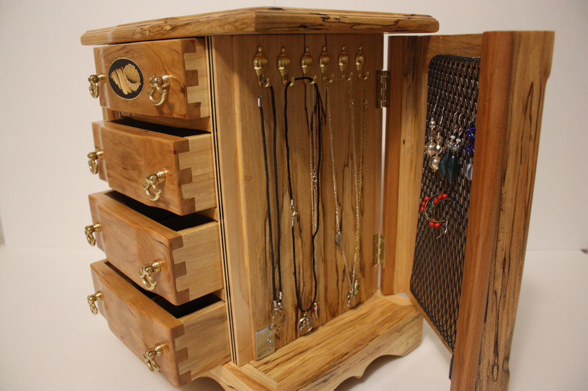 Handcrafted wood jewelry box cherry and