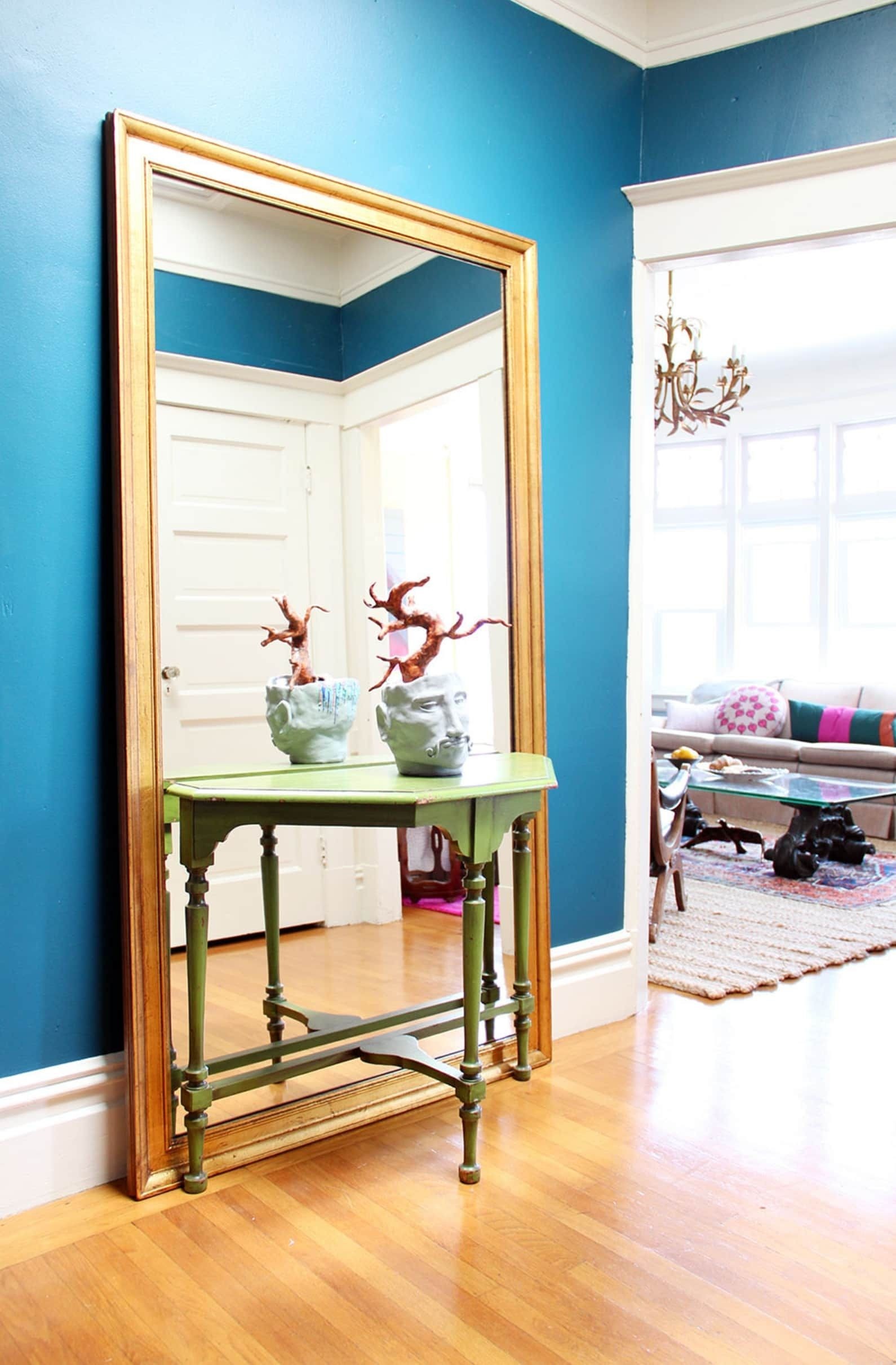 Large mirror on stand