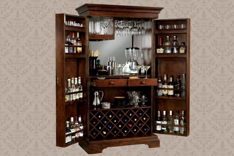 Locked bar cabinet