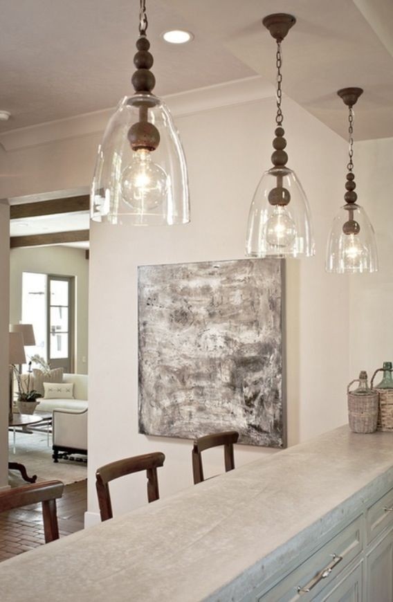 Pendants over island