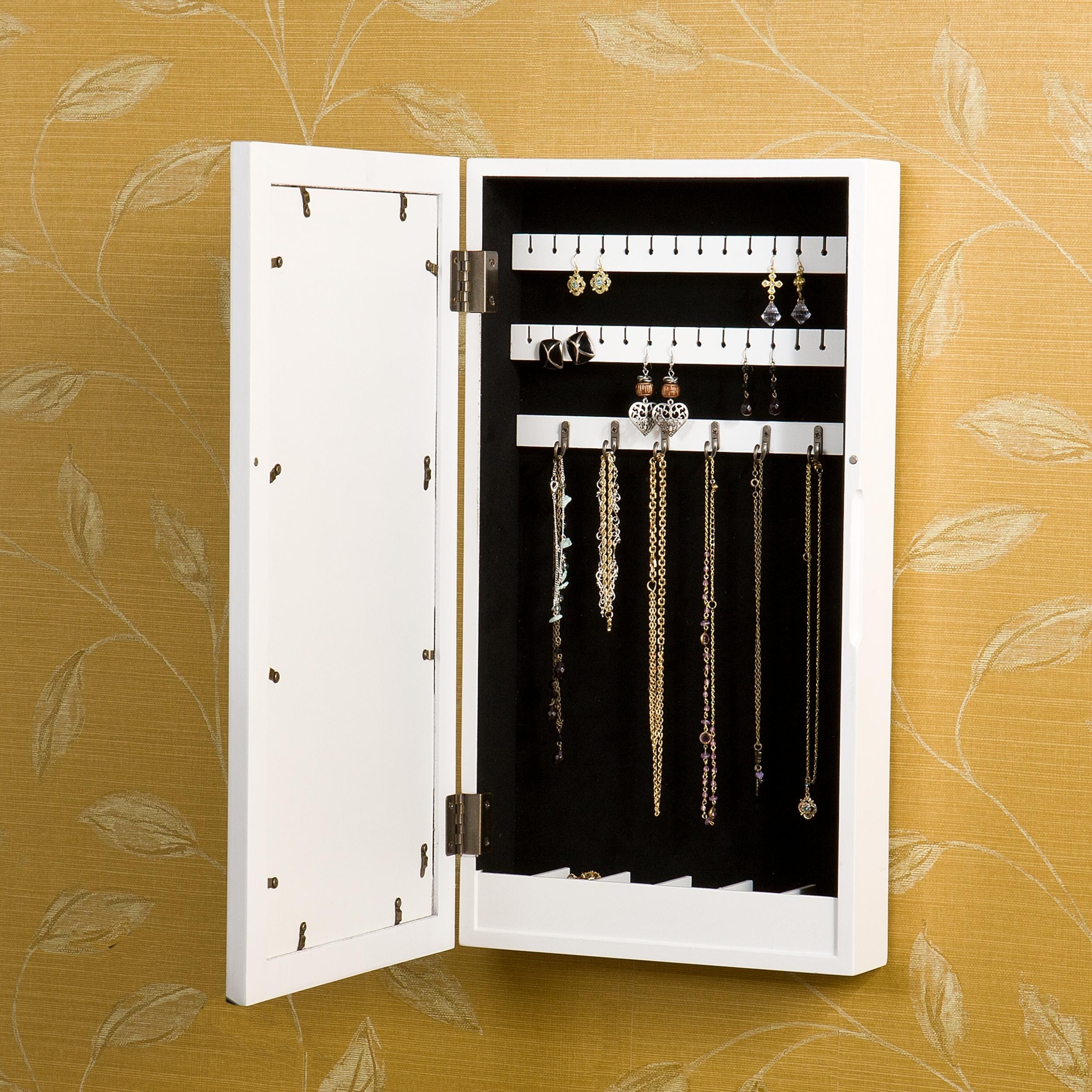 White wall mount jewelry armoire 19