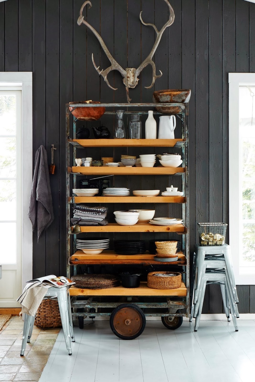 Antique bakers rack french