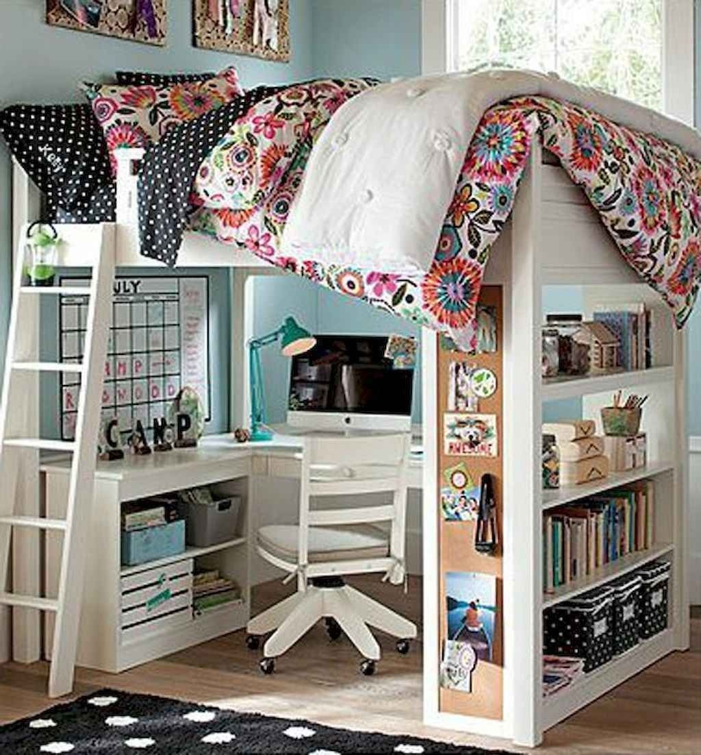 Bunk beds with desk underneath