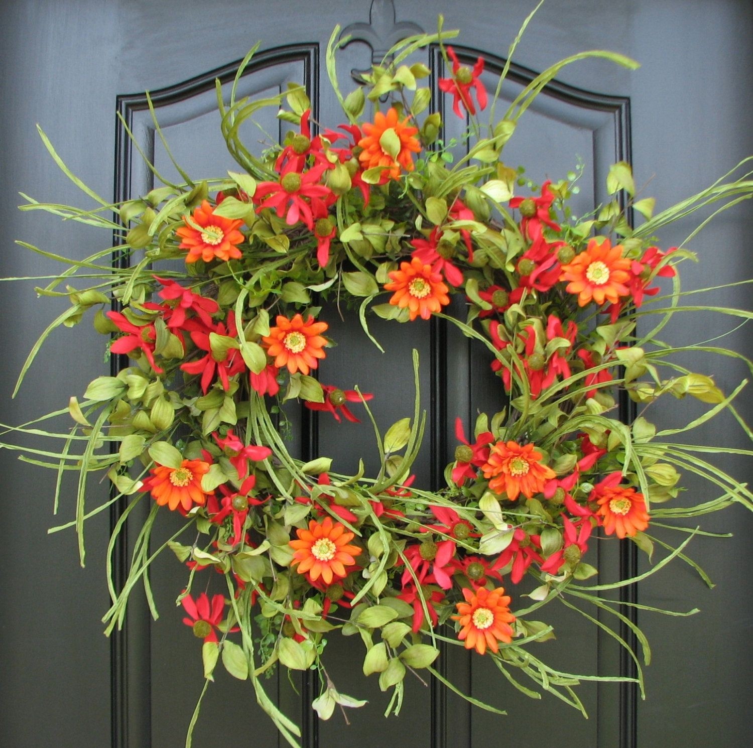 Door wreaths with letter