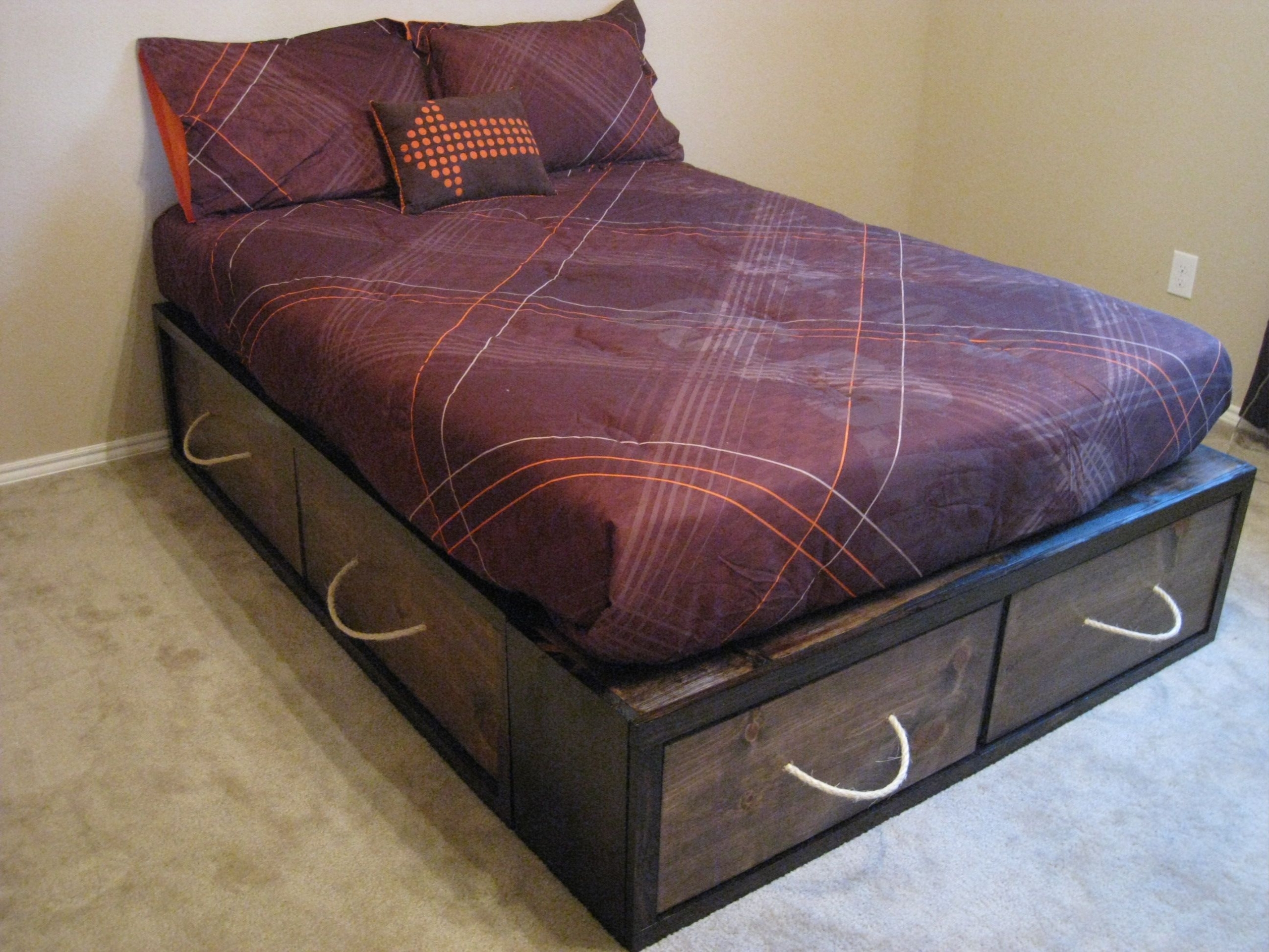 Full size bed frame with storage