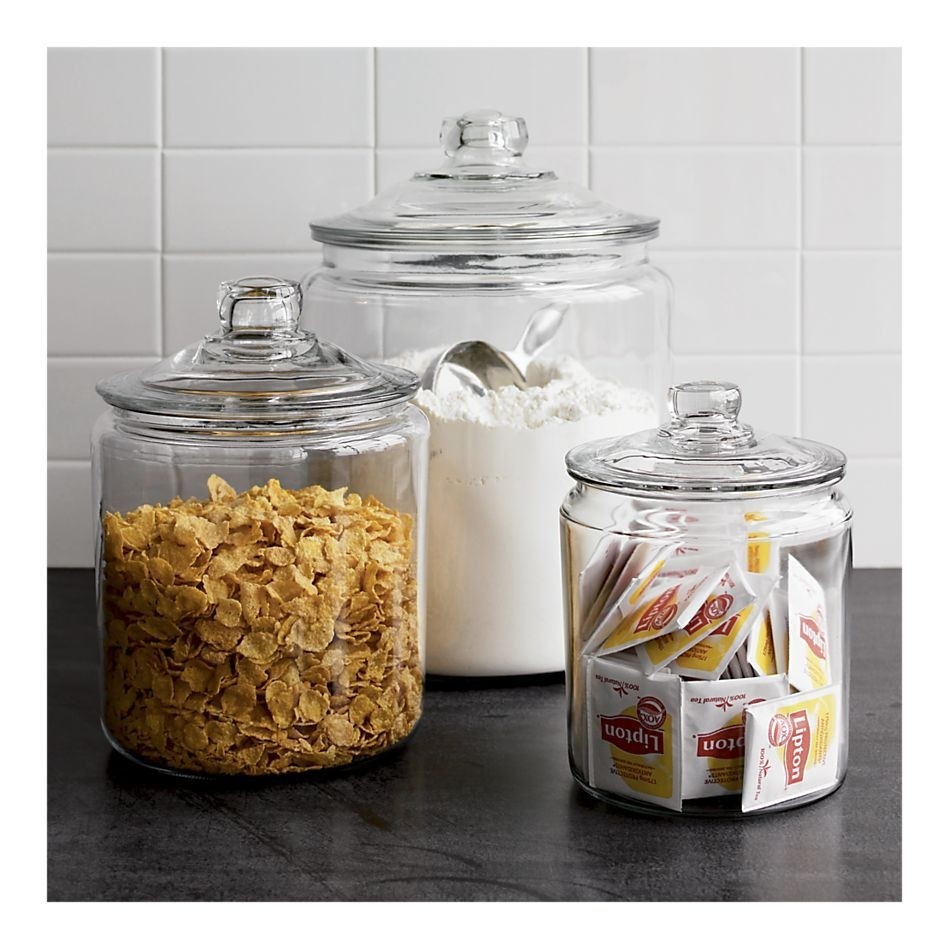 Green glass canister set