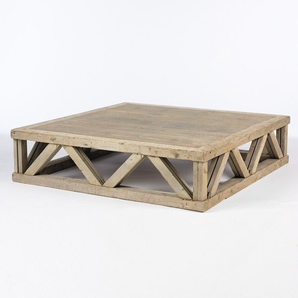 Large square wood coffee table