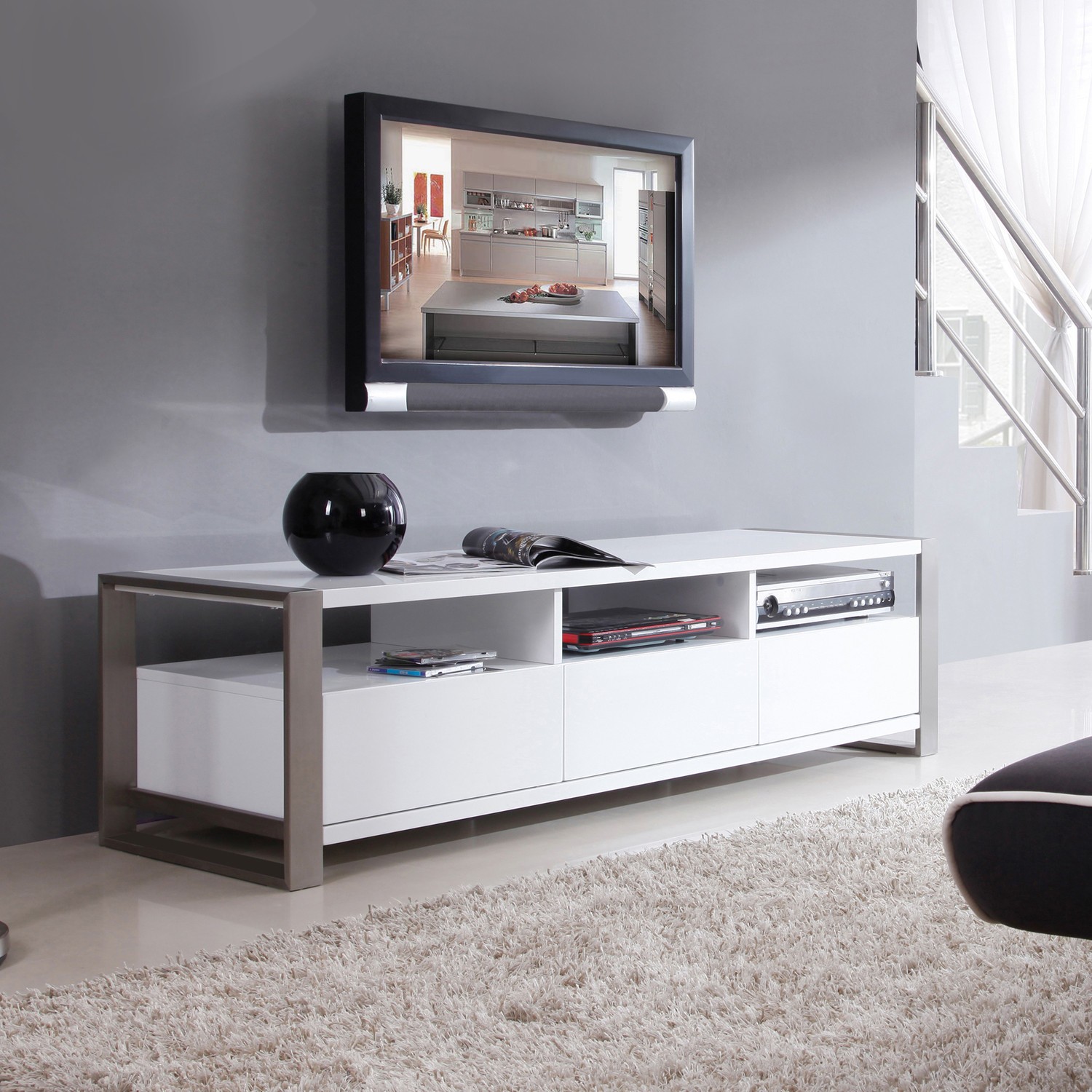 Contemporary White TV Stand