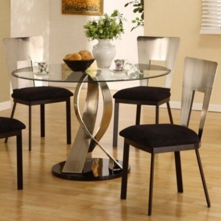 Round glass kitchen table sets 2