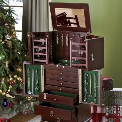 Solid wood jewelry armoire