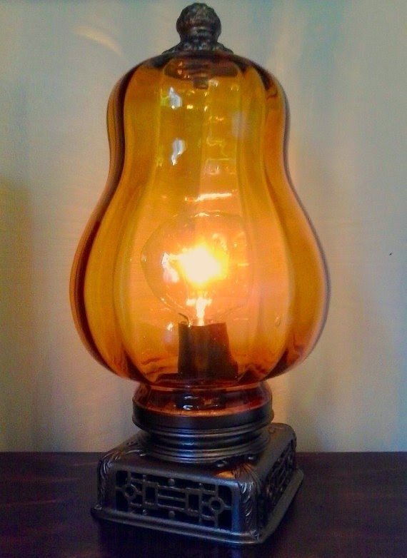 Vintage amber glass table lamp