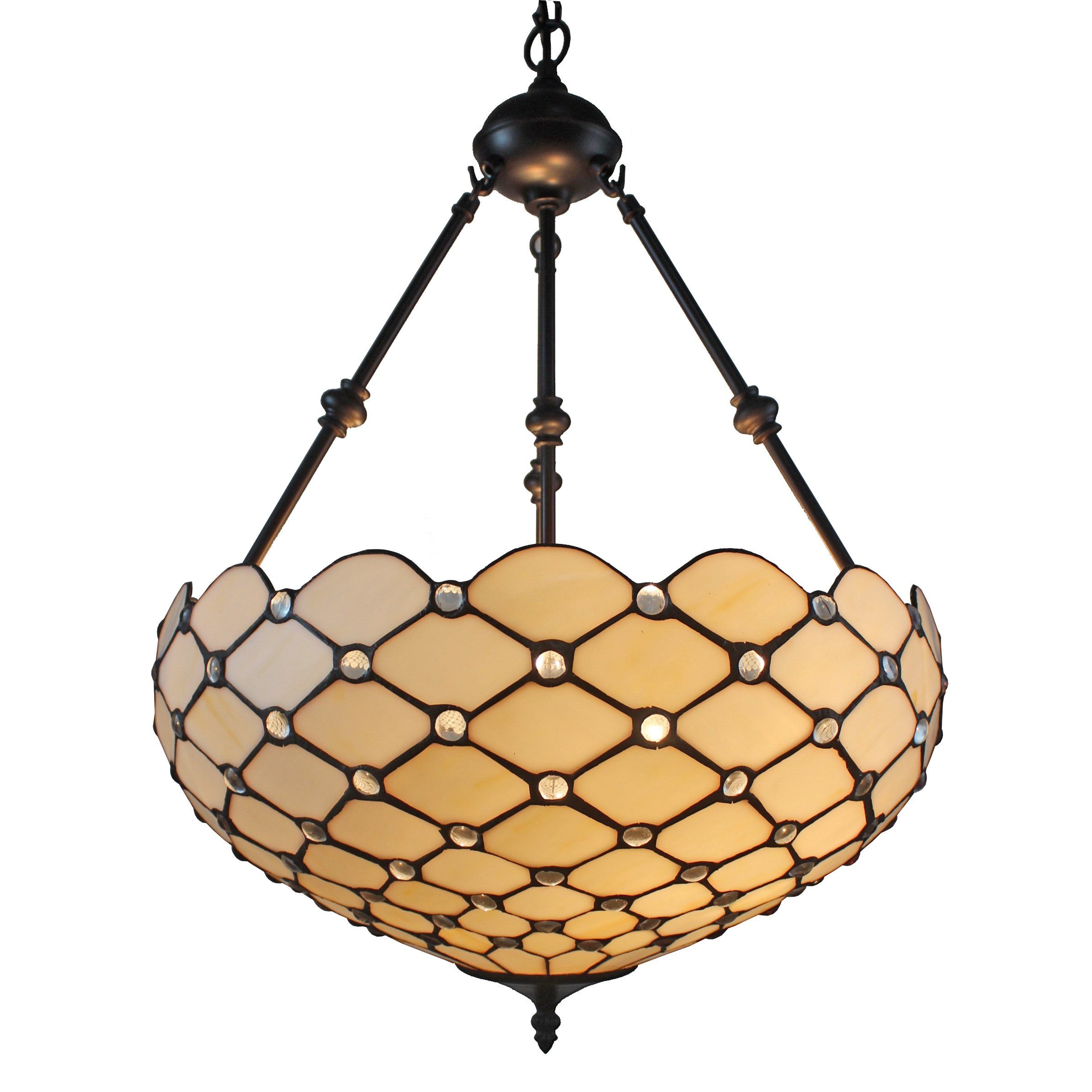 Amora Lighting AM1117HL18 Tiffany Style Ceiling Hanging Pendant Lamp 18-Inch 2 Lights, White