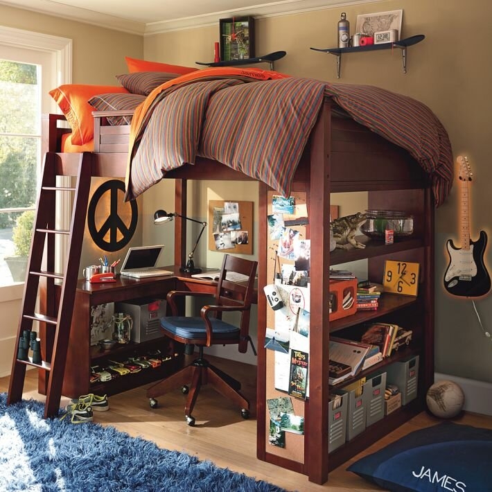 Bunk bed with desk on bottom