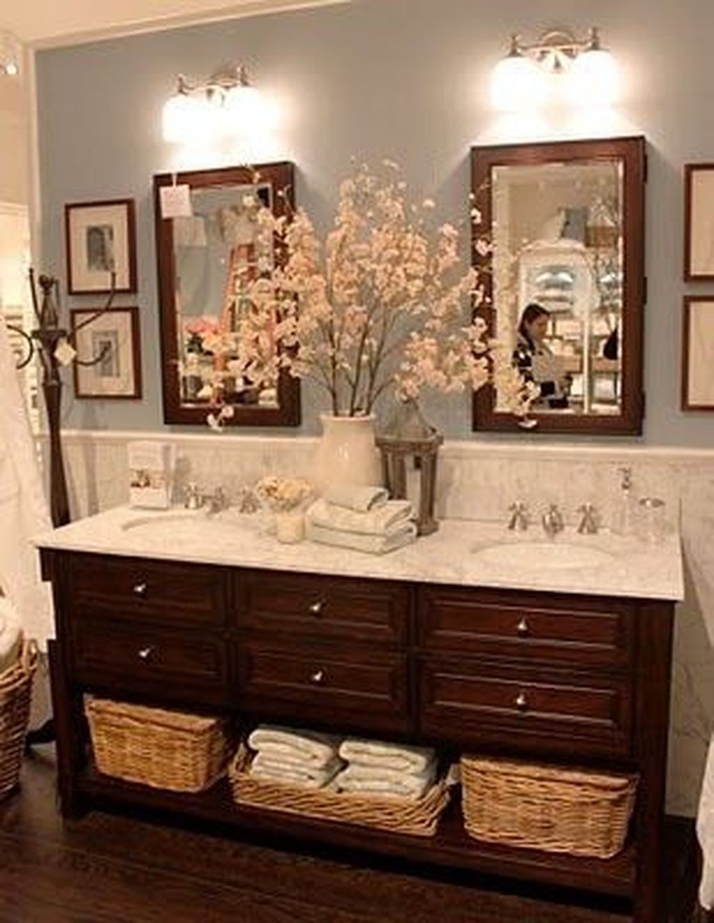 Dark wood vanity