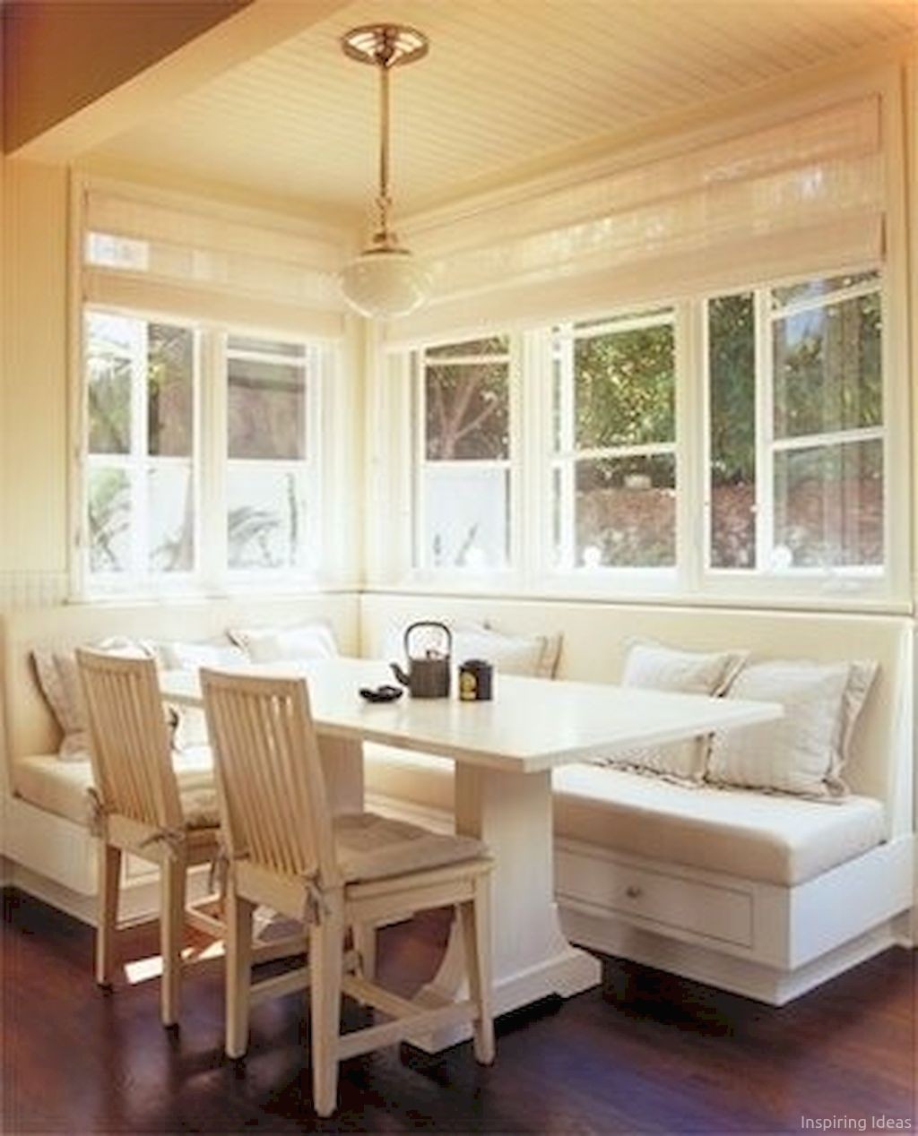 Dining tables with benches with backs