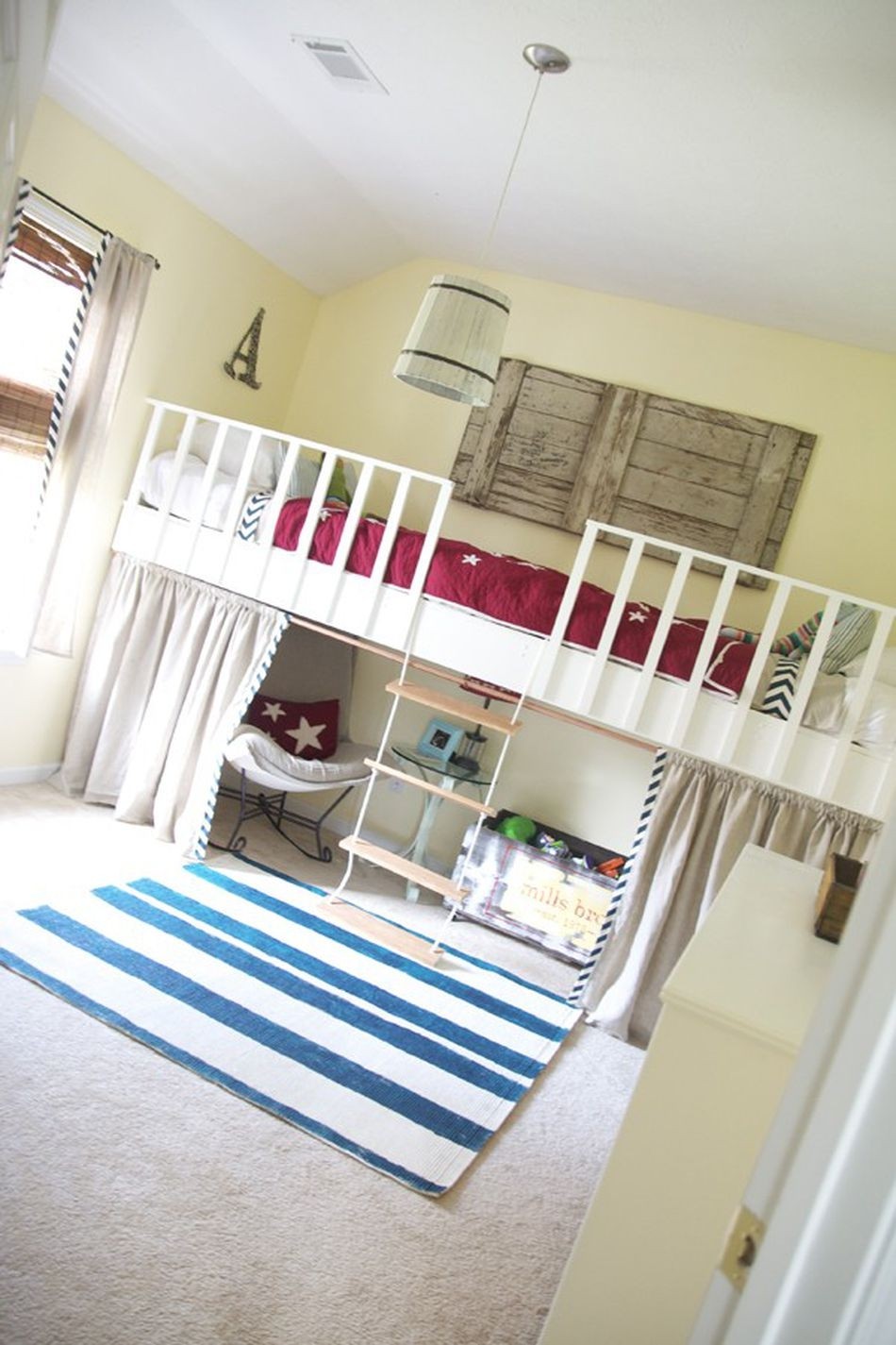 Double bunk bed with desk