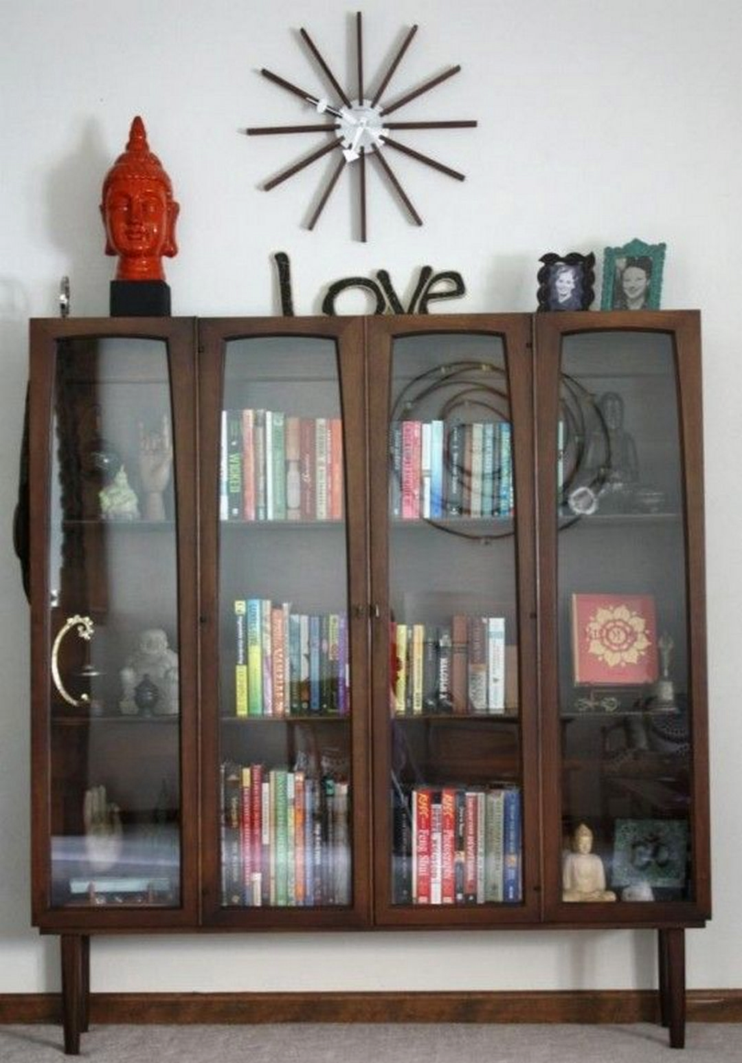 Glass covered bookshelves