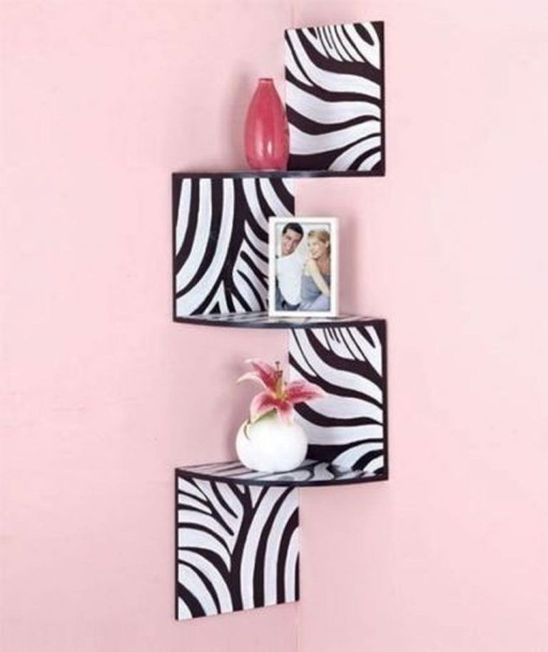 Homeaxcess Zebra Corner Wall Shelf