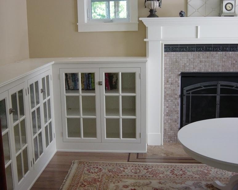Low bookcases with doors