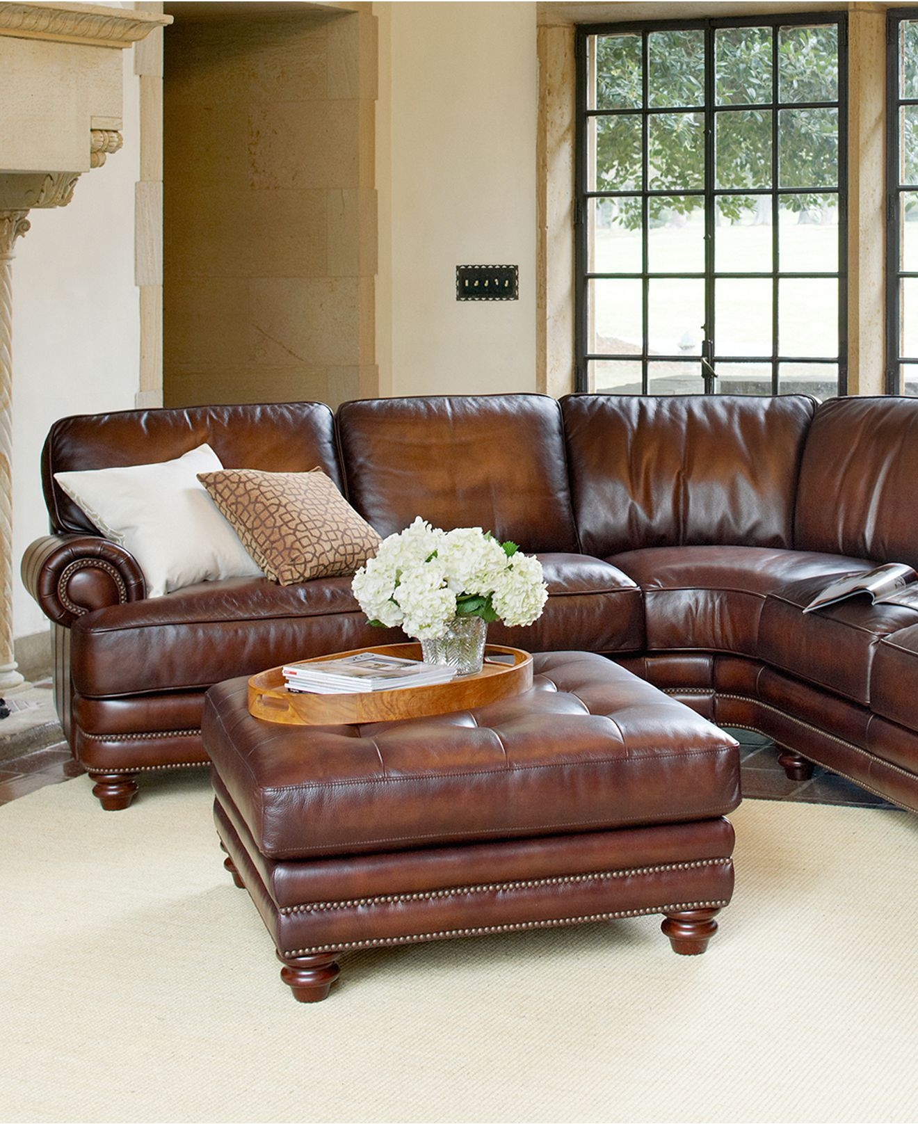 Nailhead sectional sofa