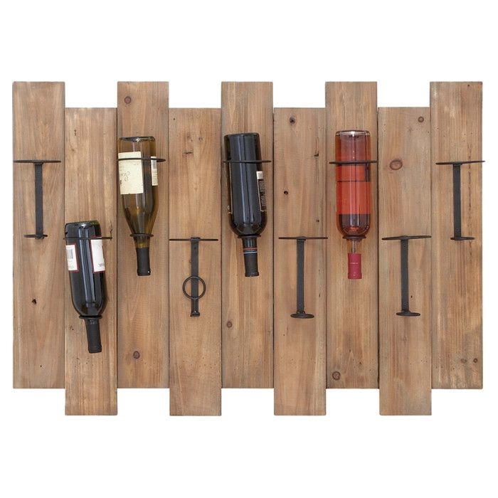 Showcasing offsetting wood paneling and 9 circular holders this rustic