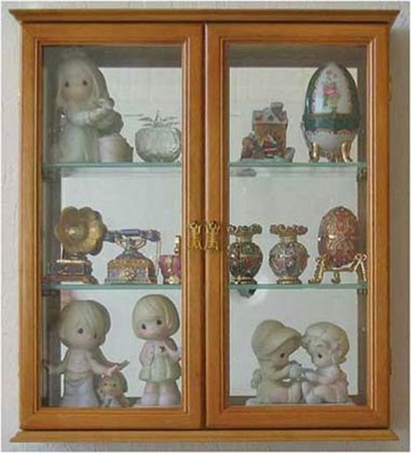 Wall Mounted Curio Cabinet / Decorative Shadow Box Display Case with glass door, Solid wood, CD05C-OA