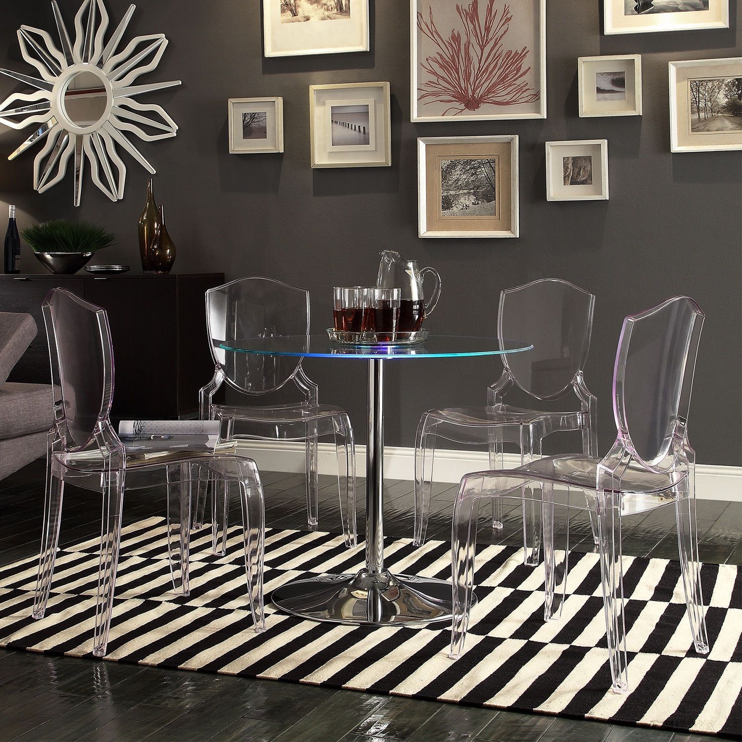 Caley modern round led 5 piece dining set